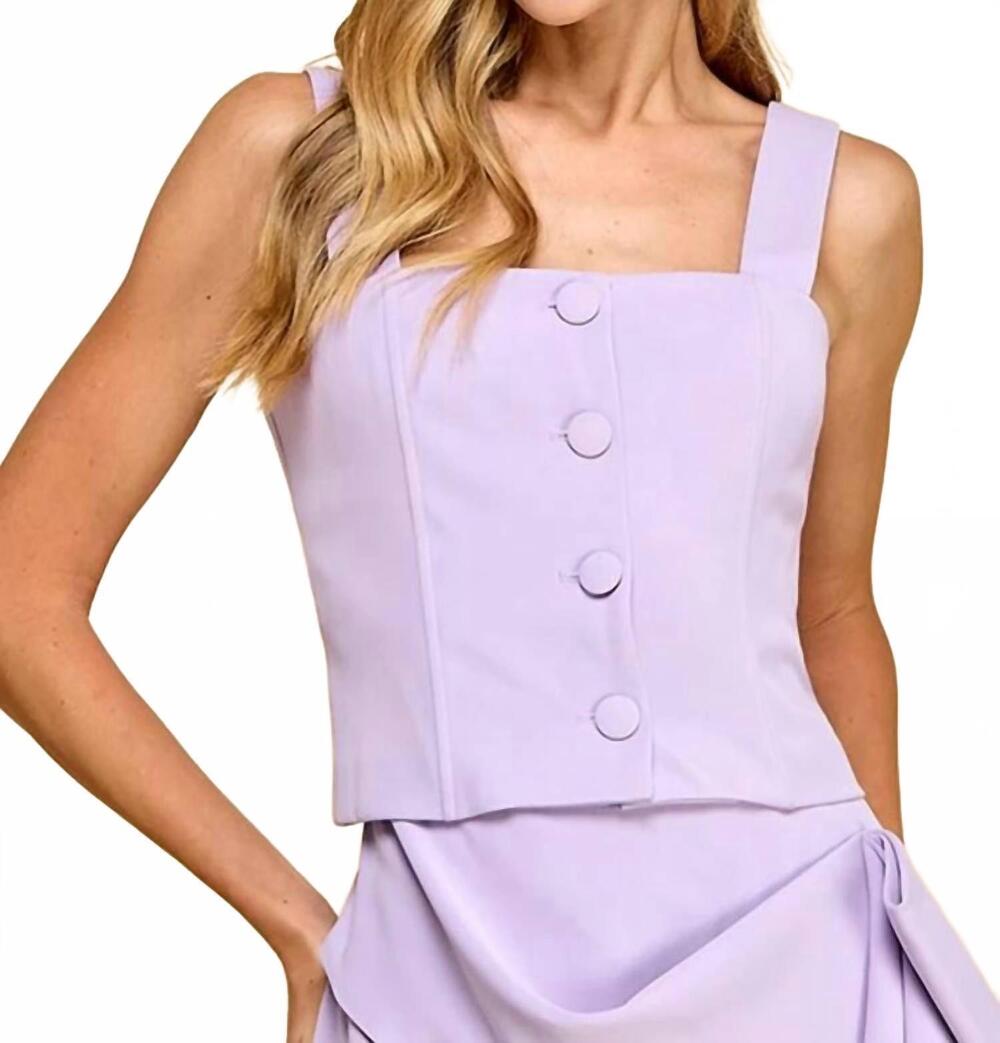 NEW TCEC sleeveless button down corset top in lavender